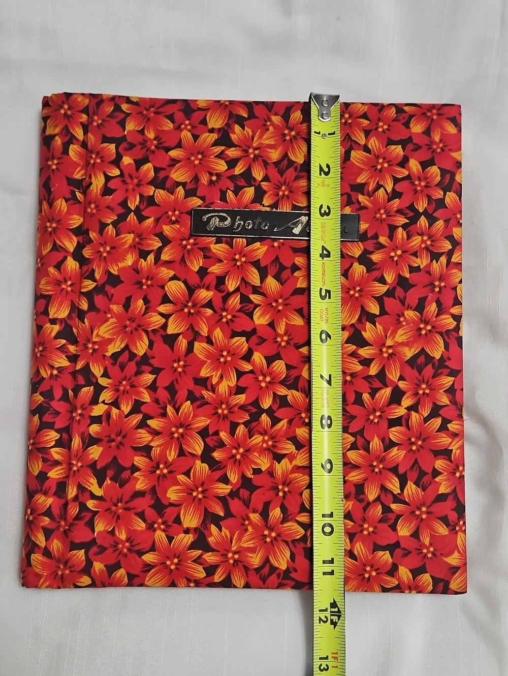 Vintage Red Floral Fabric Photo Album Scrap Book Spiral Bound Groovy